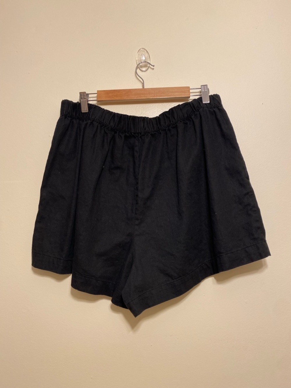 MADEWELL Clean Pull-On Shorts  Black Linen-Cotton Flat Front NJ683. Size XL - Picture 3 of 10